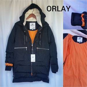 *NWT* ORLAY Black Down Parka Fleece Lined Hood